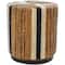 18" Brown Striped Banana Leaf Handmade Linear Wrapped Accent Table
